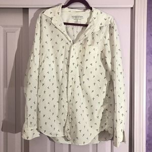 Banana Republic Large Button Down Parrot Bird L